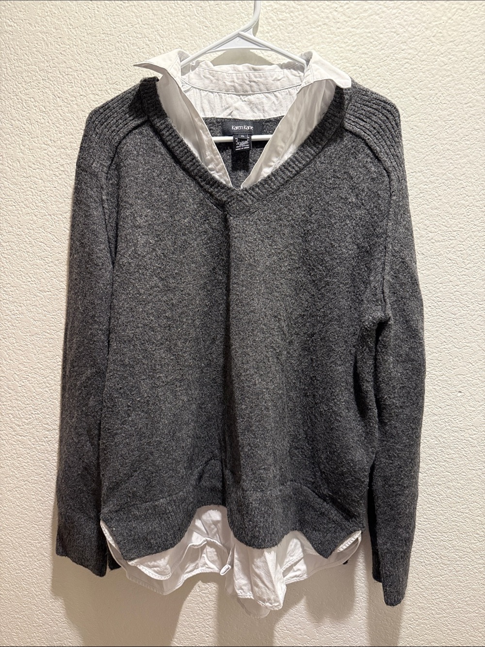 Karen Kane Women’s V-Neck Sweater in Charcoal Gray